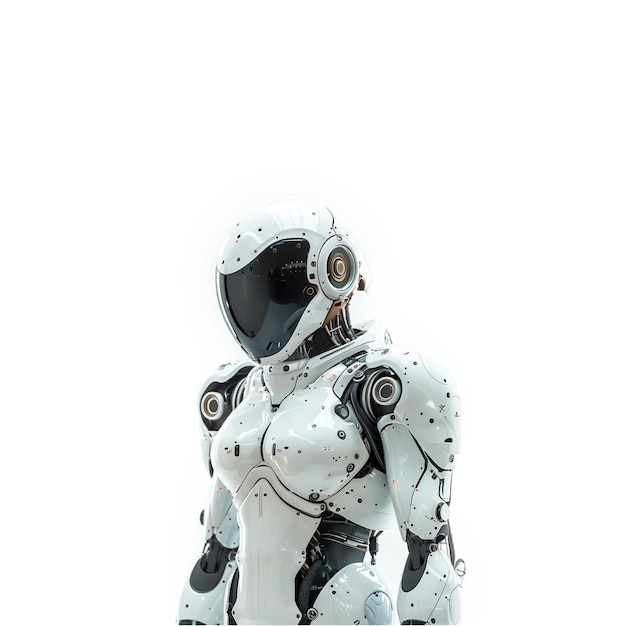 Robot blanc debout sur une surface blanche IA générative
