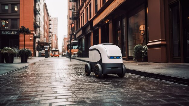 Un robot blanc avec le mot robot sur le devant