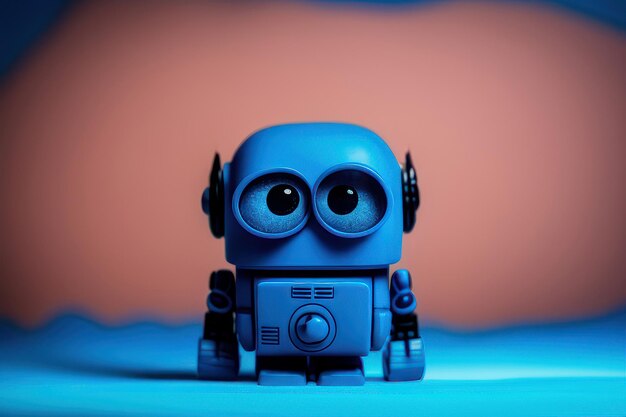 Un robot bleu au visage triste