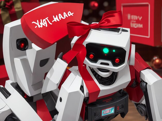 Robot avec des boîtes cadeaux concept de Noël Isolé