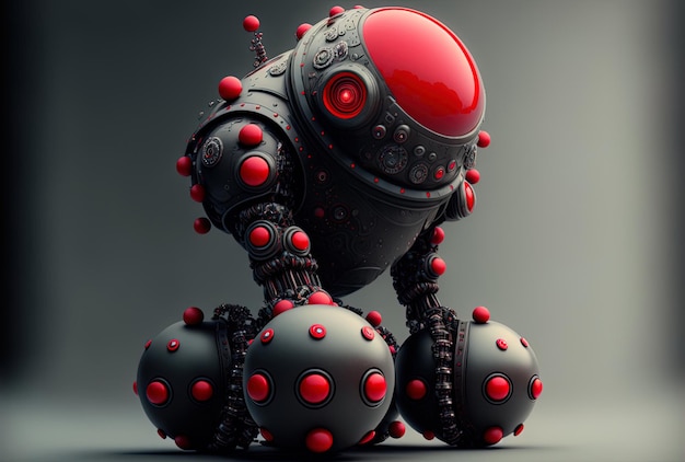 Le robot a des boules rouges