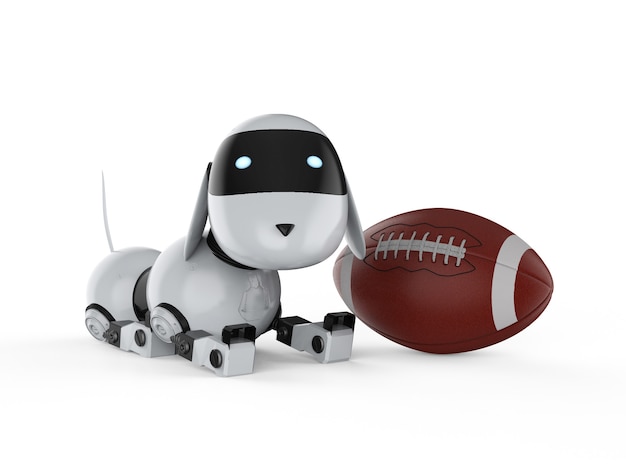 Photo robot de chien de rendu 3d avec ballon de football américain