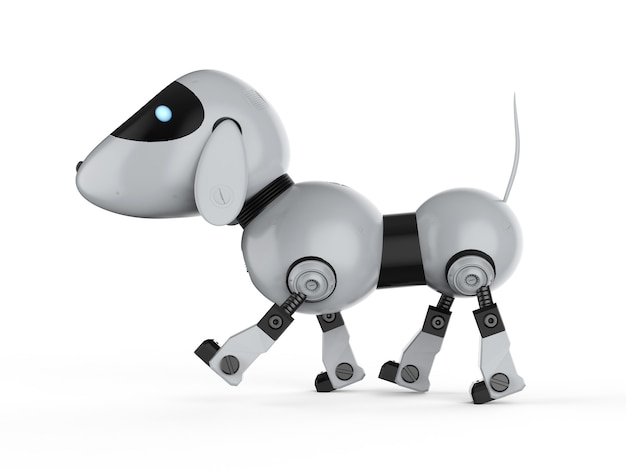 Photo robot chien de rendu 3d sur fond blanc