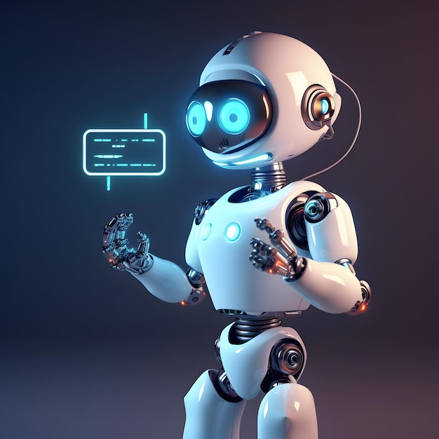 Robot à côté de l'écran de données Concept de chatbot avec AI AI généré