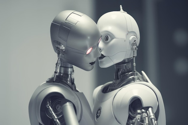 Robot de couple se tenant l'un l'autre IA générative