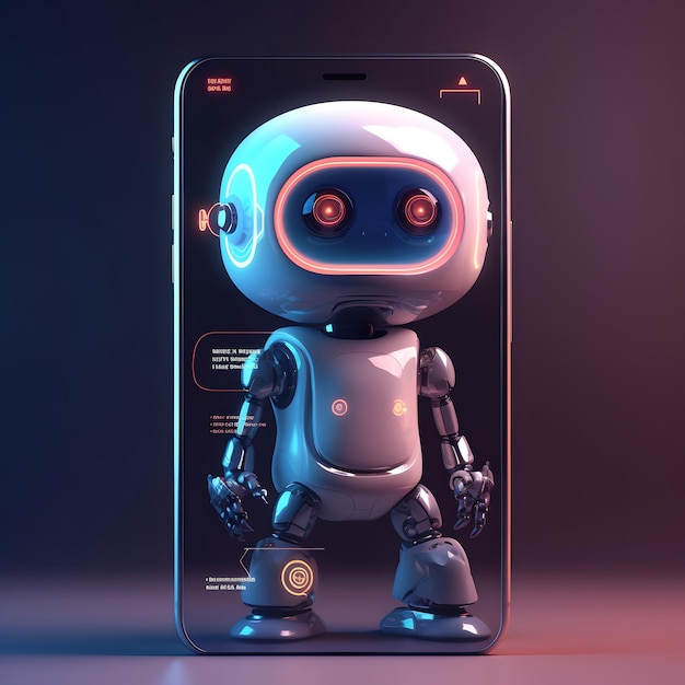 Robot dans le smartphone Concept de chatbot avec IA AI généré