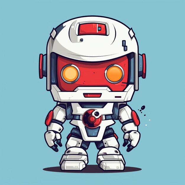 Photo un robot de dessin animé avec un casque rouge et blanc sur un ai génératif