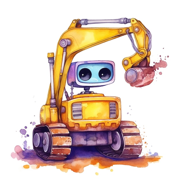 Un robot de dessin animé qui est jaune et qui a un visage dessus.