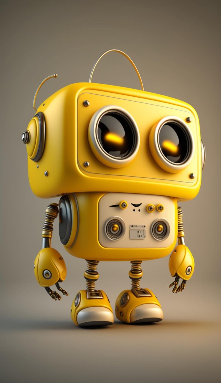 Photo un robot avec deux haut-parleurs dessus