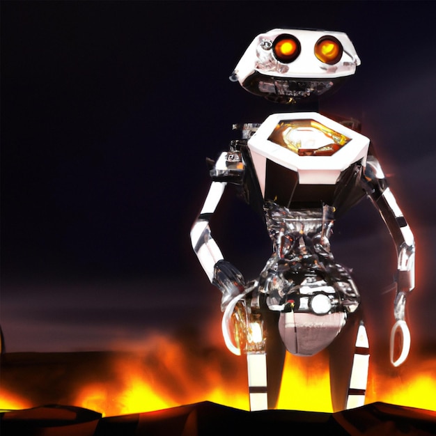 Photo un robot avec du feu