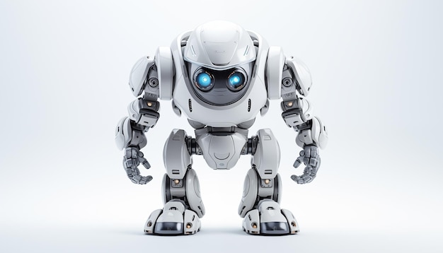 Un robot futuriste sur un fond blanc