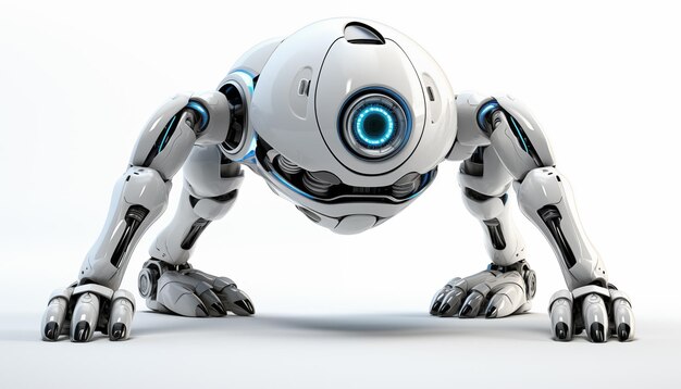 Un robot futuriste sur un fond blanc