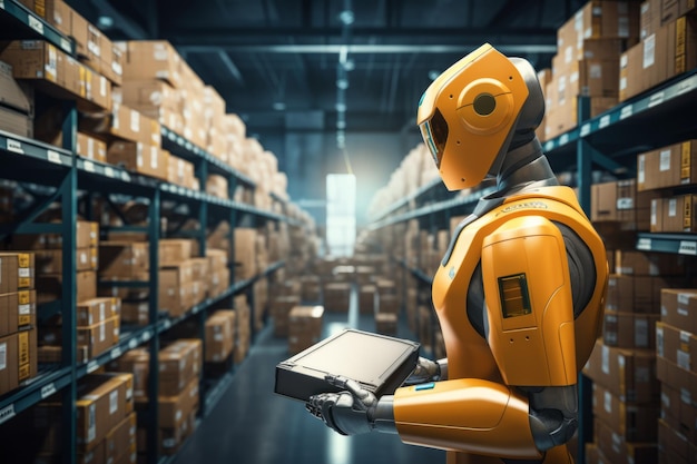 Un robot gérant des commandes dans un entrepôt logistique