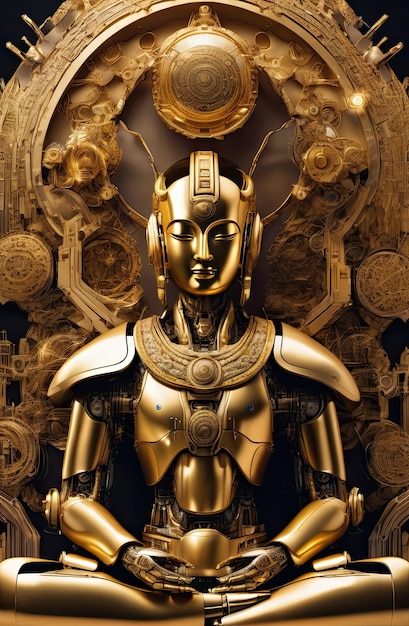 un robot Golden Buddhas avec une IA générative