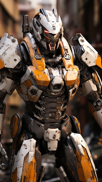 Le robot humanoïde de combat est un papier peint en HD 8K.