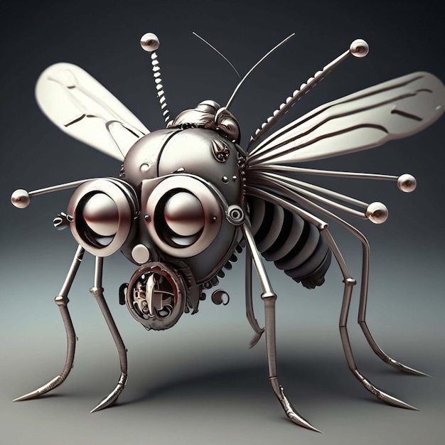 un robot hybride moustique insecte l fait d'engrenages et de pistons métalliques