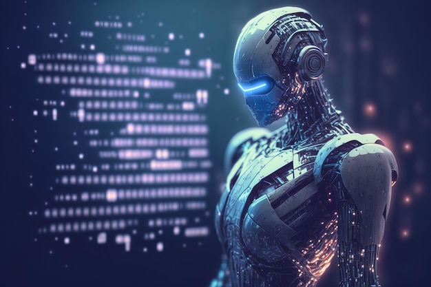 Robot IA intelligent analysant des textes et des paragraphes ChatGPT GPT4 OpenAI Generative AI