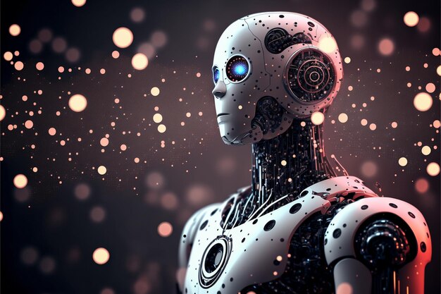 Le robot intelligent 3D et l'intelligence artificielle pensent avec le processus d'apprentissage Generative Ai