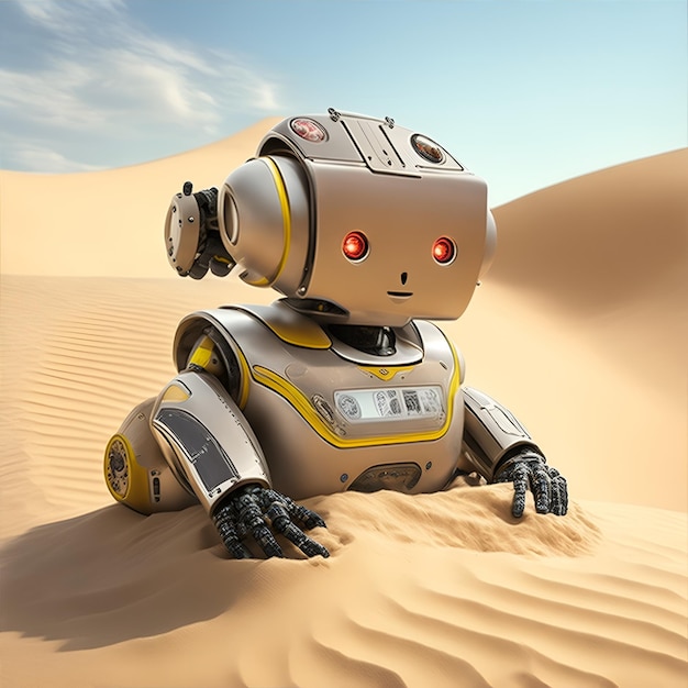 Robot jouant dans le sable