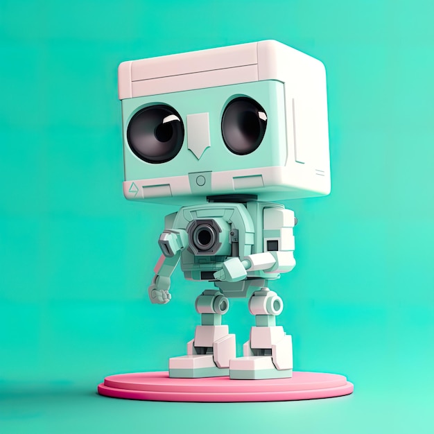 Un robot jouet avec une caméra sur un support Image générative AI