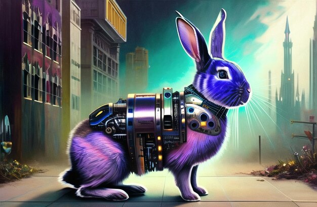 Robot lapin de Pâques mignon en arrière-plan créatif Thème de Pâques Design Joyeuses Pâques AI généré
