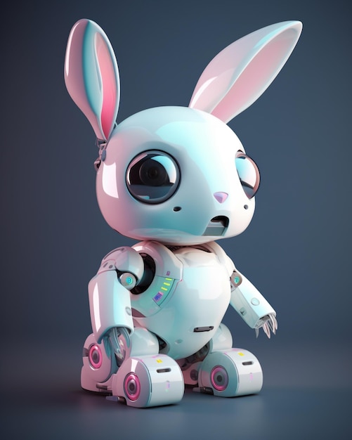 Un robot avec un lapin sur la tête