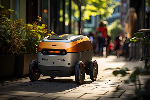 Photo robot de livraison urbain en action ia générative