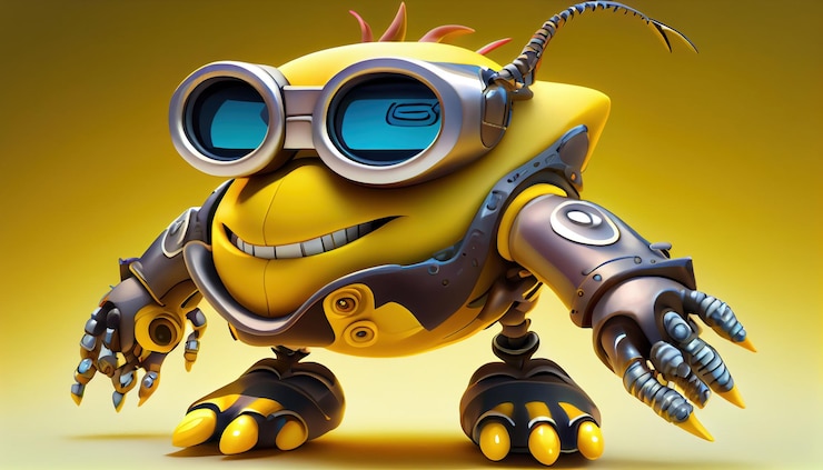 Photo un robot avec des lunettes et un sourire sur son visage.