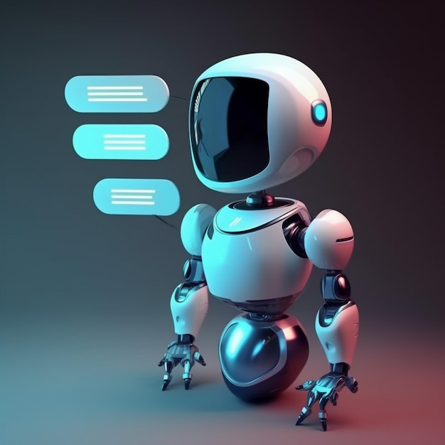 Photo robot mignon parlant avec intelligence artificielle concept de chatbot