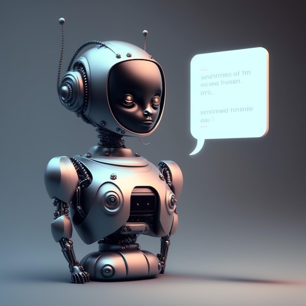 Robot mignon parlant avec intelligence artificielle Concept de chatbot