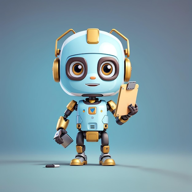 Robot mignon tenant le bloc-notes icône vectorielle de dessin animé illustration icône de technologie scientifique isolée