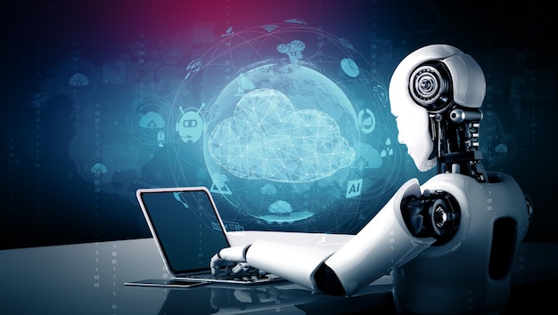 Un robot Mlp ai utilisant la technologie du cloud computing pour stocker des données sur un serveur en ligne