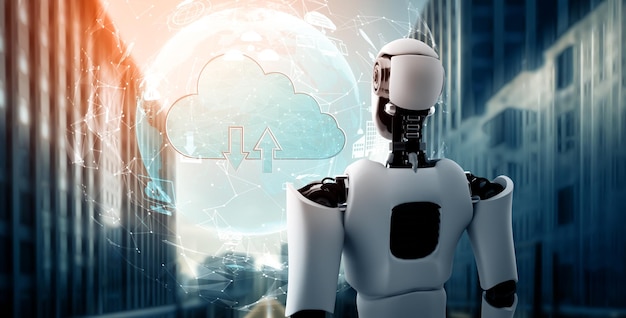 Un robot Mlp ai utilisant la technologie du cloud computing pour stocker des données sur un serveur en ligne