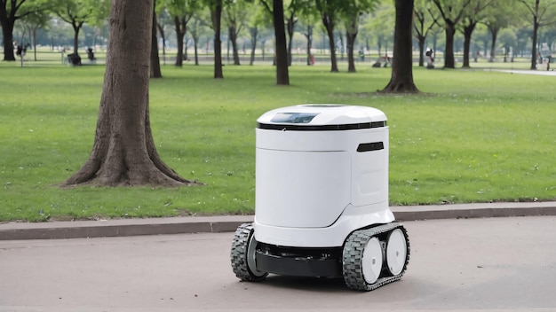 Un robot nettoyeur dans le parc