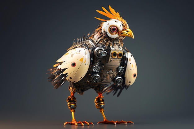 Robot de poulet robot tourné en studio