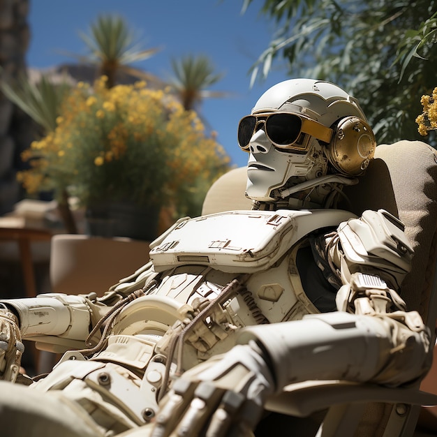 robot_relaxing_and_enjoying_sunday