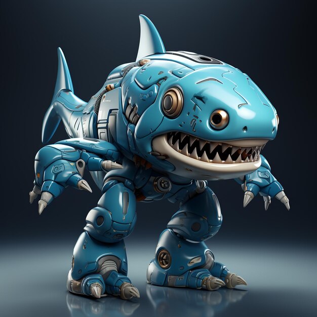 Le robot requin de dessin animé 3D