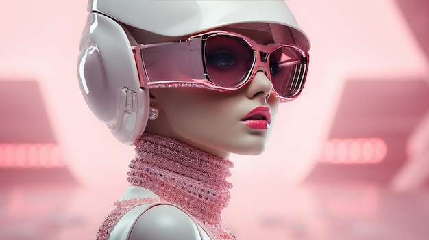 Robot rose avec IA à un défilé de mode le futur de la mode