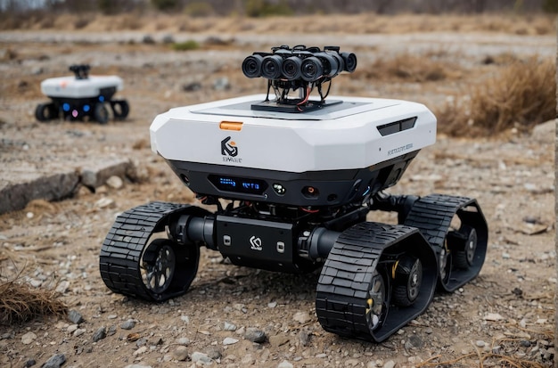 Un robot rover sur un terrain rocheux