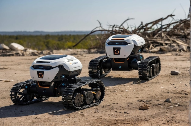 Un robot rover sur un terrain rocheux