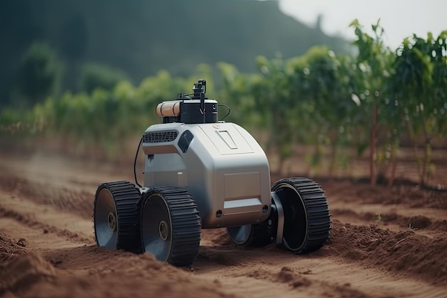 Robot sans pilote travaillant dans le domaine agricole AI générative