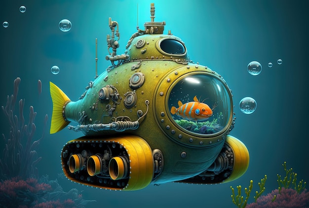 Robot sous-marin dans un réservoir