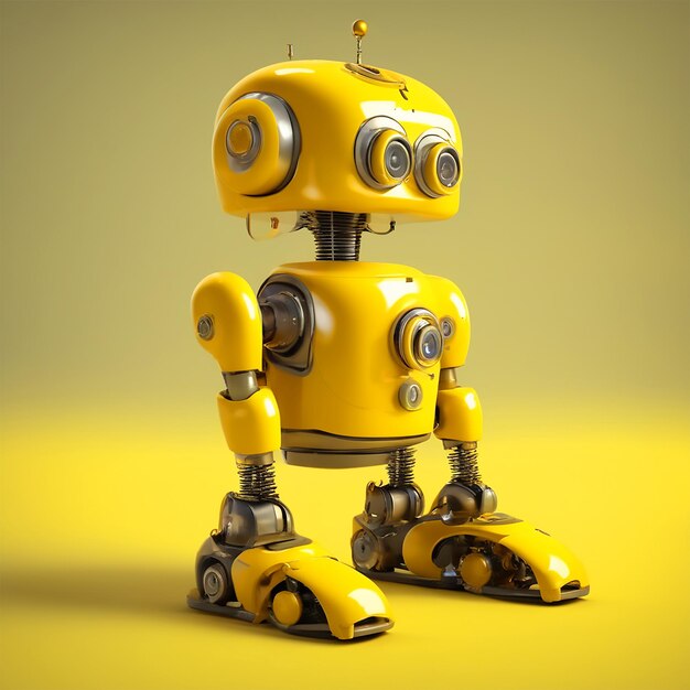 Un robot de la taille d'un enfant jaune style à l'ancienne style mignon 3d UHD