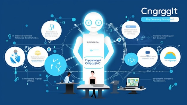 Robot utilisant l'intelligence artificielle appelé ChatGPT et chatThe Generative AI