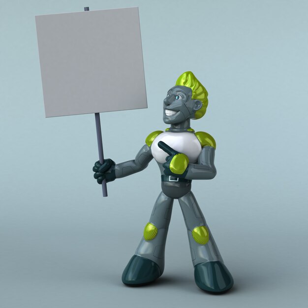 Robot vert amusant - Illustration 3D