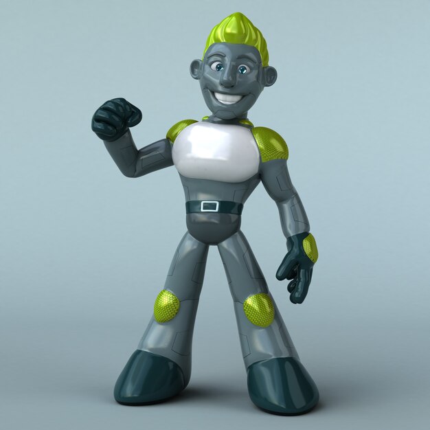 Robot vert amusant - Illustration 3D