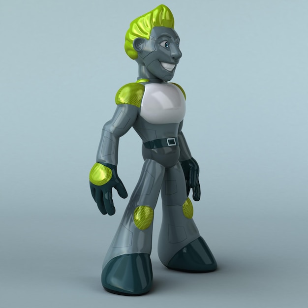 Robot vert amusant Illustration 3D