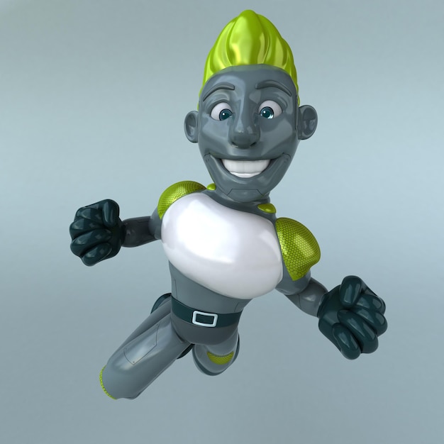 Robot vert amusant Illustration 3D