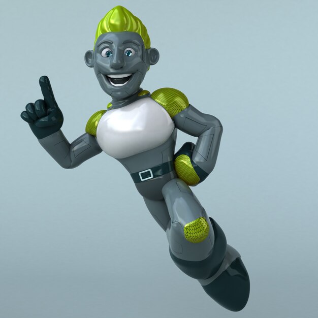 Robot vert amusant - personnage 3D