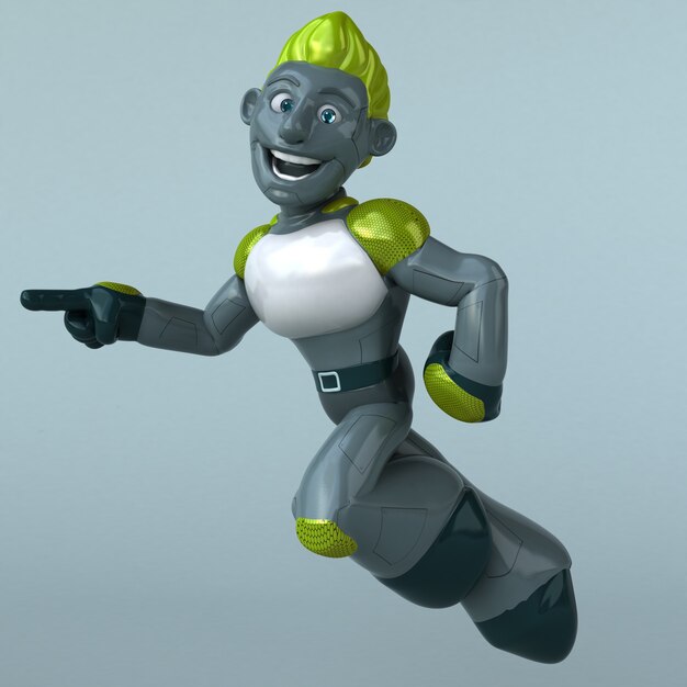 Robot vert amusant - personnage 3D